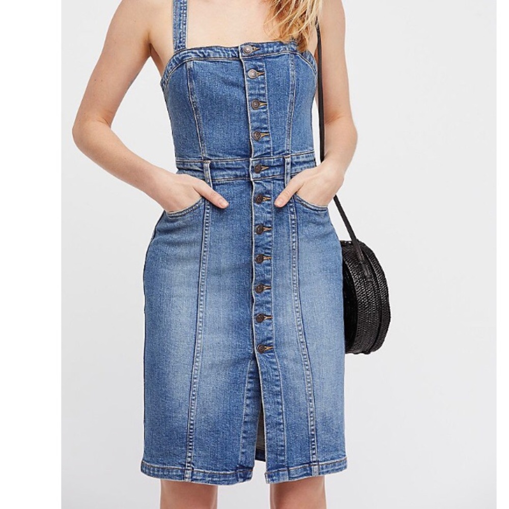 Free people button up denim dress - Picture 2 of 9